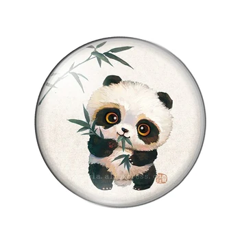 Mielas Panda Gyvūnų Modelio 10/12/14/16/18/20/25mm Rankų darbo Nuotraukų Stiklo Cabochons Modelis kupolo formos Papuošalai Priėmimo Priedai