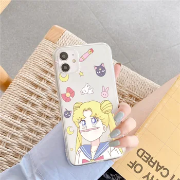 Mielas Sailor Moon Telefono dėklas, Skirtas Samsung Note 20 10 plius 8 9 S10E S8 S9 S10 S20 Ultra A30 A51 A70 A71 A40 A50 A21 S Mielas Dangtis