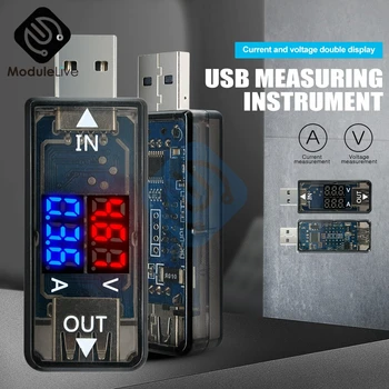 Mini 5V USB Srovės voltmetras Testeris Raudona Mėlyna Voltmeter Ammeter Detector Dual Digital 3.3-18V 0-3A Mobiliųjų Telefonų Juoda
