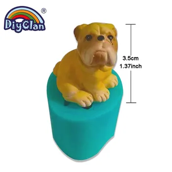 Mini Bulldog Silikono Pelėsių Pyragas Apdaila Mažų Šunų Temą, Žvakių Liejimo Gipso, Cemento Polimero Molis Gyvūnų Forma