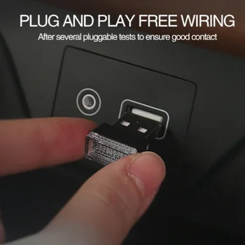 Mini LED Automobilių Šviesos Auto Interjero USB Atmosfera, Šviesos, Plug and Play Dekoro Lempos Avarinio Apšvietimo PC Automobilių Reikmenys