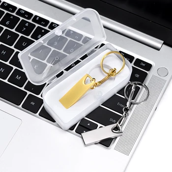 Mini Metalo Key Chain, USB 2.0 Flash Drive 4GB 8GB 16GB 32GB 64GB 128GB Golden Pen Drives Nekilnojamojo Talpos 