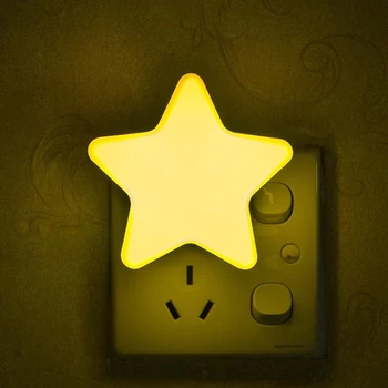 Mini Mielas Star LED Nakties Šviesos ES/JAV AC110-220V Pulg-in Lizdas, Naktiniai Sienos Lempos Šviesos Jutiklis Kontrolės Vaikai, vaikai Naktį Lempa