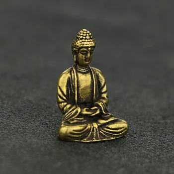 Mini Nešiojamas Retro Brass Buda Zen Statula Kišenėje Sėdi Buda Vertus Žaislas Skulptūra Namų Biuro Stalas Dekoratyvinis Ornamentas Dovana