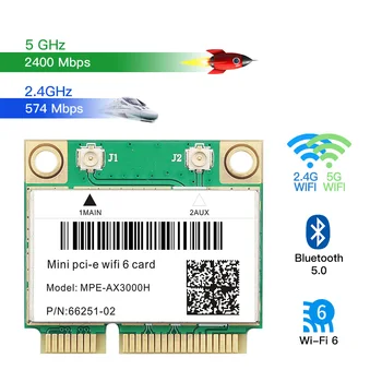 Mini PCI-E Wi-Fi6 DLP-AX3000H Adapteris Bevielio 2974Mbps Bluetooth 5.0 Wifi Kortelės 802.11 ax 160Mhz 2.4 G/5G ethernet Wlan dongle