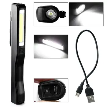 Mini Pen Tipo COB LED Žibintuvėlis Daugiafunkcį Žibintuvėlis Šviesos Magnetinis Darbo Tikrinimo Lempa USB Įkrovimo Kišenėje Naktį Šviesos
