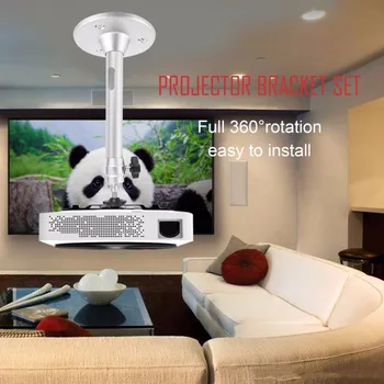 Mini Projektoriaus Laikiklis 360 Laipsnių Pasukama Mount Turėtojas Projektoriaus laikiklis nustatyti Karšto Aliuminio lydinys + Plastiko Sidabro Sienų Lubų