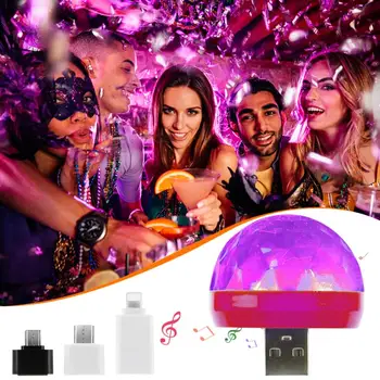Mini USB LED Disco Scenos Šviesos Nešiojamų Šeimai Šalis Magija Kamuolys Spalvinga Šviesos Juosta Klubas Etapo Poveikį Lempos Mobilaus Telefono