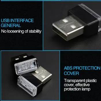 Mini USB Šviesos diodų (LED) Automobilių, Aplinkos Šviesos Modeliavimo Lengvųjų Automobilių Interjero USB Šviesos Interjero Lengvųjų Automobilių Apdailos Lempos