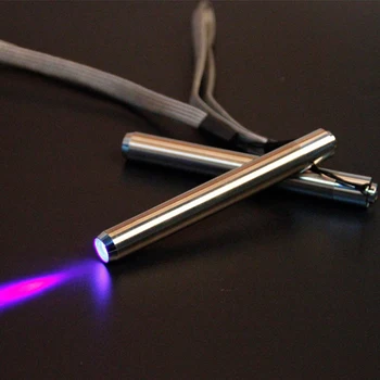 Mini žibintuvėlis metalo nešiojamų ultravioletinių spindulių žibintuvėlis UV lempa nerūdijančio plieno aptikimo LED žibintuvėlis Baterija naudoja AA baterijos