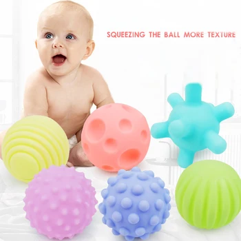 Minkštos Gumos Kamuolys Nustatyti 6Pcs Tekstūra Lavinti Kūdikio Lytėjimo Aenses Baby Touch Vertus Mokymo Masažo Kamuoliukas Barška Veiklos, Žaislų