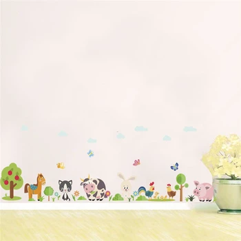 Miško arklių, triušių medžio karvė drugelis sienų lipdukai vaikams kambariai namų dekoro animacinių filmų gyvūnų sienos lipdukai pvc jam prilygintą išsilavinimą meno plakatas