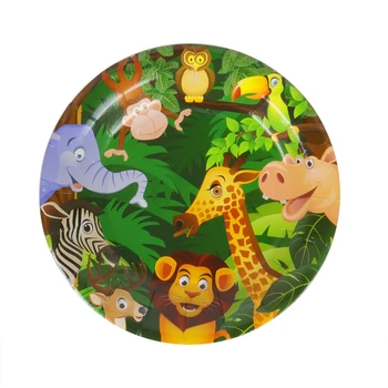 Miško Gyvūnų Reikmenys Stalo Įrankiai Laimingas Gimtadienio Apdailos Vaikams Berniukas Džiunglių Tema Šalies Safari Šalis Dekoro Žalias Miškas