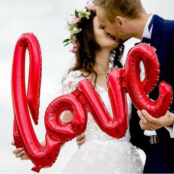 MMQWEC 1pc Raudona meilės balionai meilės folija laišką balionas, aš tave myliu, širdies balionu valentino dieną santuokos vestuves apdaila