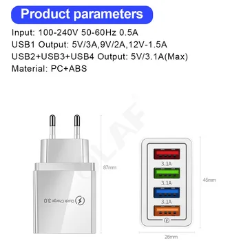 Mobiliųjų Telefonų Kroviklį USB Įkroviklis Greitai Įkrauti 3.0 4.0 QC3.0 Greito Įkrovimo 