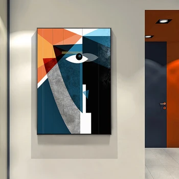 Modernus Nordic Abstrakčiai Geometrinė Figūra, Veido Sienos Menas Drobė Nuotraukas Tapybos Plakatus Spausdina Kambarį Namo Apdaila