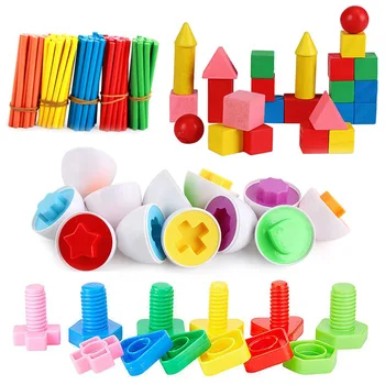 Montessori Mokymo Švietimo Matematikos Žaislai Smart Kiaušiniai / Plastiko Varžtai/Geometrija Blokai 3D Dėlionė Baby Vaikų Žaislas