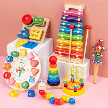 Montessori Ugdymo Mediniai Žaislai Kūdikiams Plėtros Žaislai, Gyvūnai, 3D Mediniai Galvosūkiai Vaikams, Žaislai Montessori Dėlionės