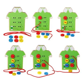 Montessori Žaislai Švietimo Mediniai Žaislai Vaikams Ankstyvo Mokymosi Karoliukai Jungiamąją Valdybos Bamblys Siūti Sagos Mokymo priemonių