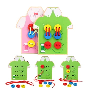 Montessori Žaislai Švietimo Mediniai Žaislai Vaikams Ankstyvo Mokymosi Karoliukai Jungiamąją Valdybos Bamblys Siūti Sagos Mokymo priemonių