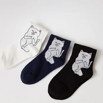 MOONBIFFY 1 Pora, Rudenį, Žiemą Moterys Medvilnės Kojinės Meno Juokinga Ateivių Planetoje Kūrybos Juokingas Animacinių filmų Katės Kvėpuojantis Kojinių Porą kojinių