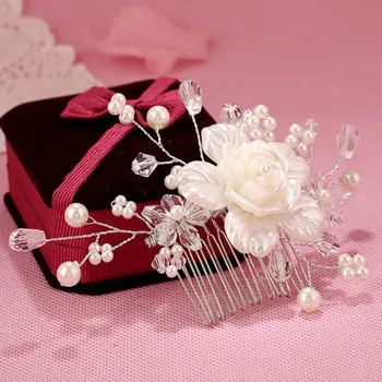 Moterų Plaukų Aksesuarai Pearl Gėlių plaukų segtukai Hairband Vestuvių Nuotakos Plaukų šukos Plaukų įrašą Šukuosena Papuošalai Dovana