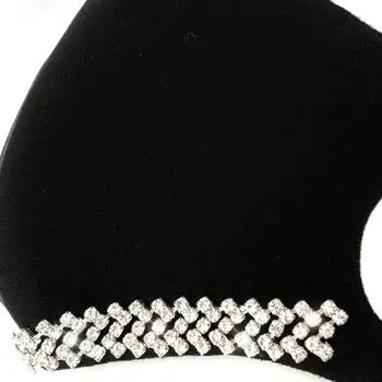 Moterų Prabangus Juodas Nagų Kaukė Blizgučiai kalnų krištolas Dirbtiniais Perlų Pakabukas Papuošalai Papuoštas Dulkėms Klubas Naktį Šalies 3D Veido Padengti