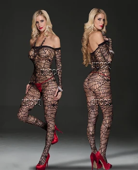 Moterų Sexy žvejybos tinklas Lingerie apatinio Trikotažo Chemises Catsuit produkto Teddies erotika Catsuit cosplay slutty drabužiai plius dydis drabužiai