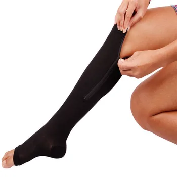 Moterų Užtrauktukas Suspaudimo Puskojinės Patogus Zip Kojos atrama Kelio Sox Atidaryti Tne Kojinių S/M/XL Nauja