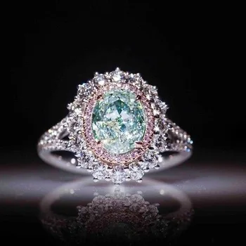 Moterų Žiedas Prabanga Nuostabi Žalia Blizgus Baltas Cirkonis Žiedas Lady Dalyvavimas Gražiai Dekoruoti Draugei Jubiliejaus Dovana