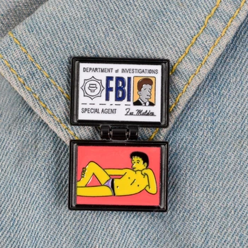Mulders piniginės Emalio Pin Flip Cover FTB, Kad Springfield Failus Sagė ženklelis Atlapas pin Denim Džinsai marškinėliai maišelį Animacinių filmų Papuošalai Dovana
