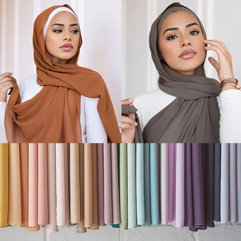 Musulmonų Mados Šifono Hijab Šalikas Moterims, Šalikai Paprastas Ilgas Šalikas Islamo Hijabs Galvos Skara Wrap Turbaną Echarpe Foulard Femme