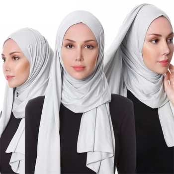 Musulmonų moterys medvilnės jersey šalikas hijab turbante islamo skarelė foulard femme musulman šaliai arabų apvyniokite galvą skara hoofddoek