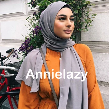 Musulmonų Paprastas Burbulas Šifono Hijab Šalikas Moterų 2020 M. vientisos Spalvos Minkštas Ilgai Skaros ir Apsiaustas Georgette skarų Ponios Hijabs
