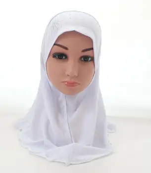 Musulmonų Vaikai Hijab Mergaitės, Vienas Gabalas Amira Momentinių Šalikas Islamo Nešioti Galvos Wrap Malda Turbaną Kalnų Krištolas, Kaklaskares Skarelė