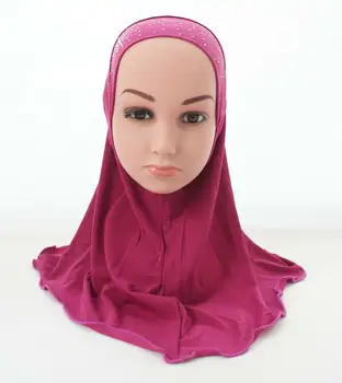 Musulmonų Vaikai Hijab Mergaitės, Vienas Gabalas Amira Momentinių Šalikas Islamo Nešioti Galvos Wrap Malda Turbaną Kalnų Krištolas, Kaklaskares Skarelė