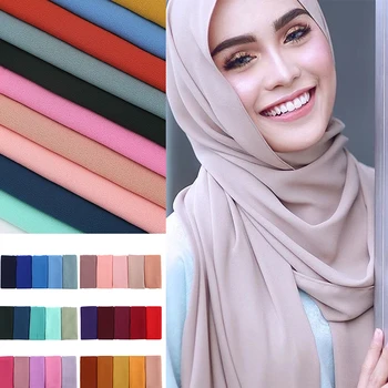 Musulmonų Šifono Hijab Šalikas Moterims Aukštos Kokybės Ilgai Vientisos Spalvos Kaklaskarės Moterų 2020 M. Foulard Musulmane Pour Femme Hijabs