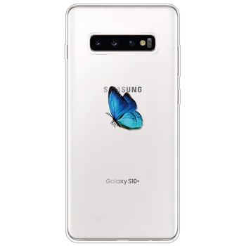 Mėlynas Drugelis Telefono dėklas Samsung Galaxy S20 Ultra S10 S8 S9 Plus Lite S7 S6 Krašto Pastaba 10 9 8 IN Cartoon Aišku, Minkštas Fundas