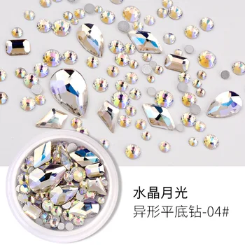 Nagų dailės papuošalai multi-dydis stiklo kristalų, cirkonio AB skaidrus spalvotų deimantų ryškiai brangakmeniai nagų dailės reikmenys