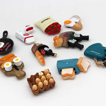 Namo apdaila magnetinio šaldytuvas pasta sticky notes duonos mašina pomidorų kiaušinių visos arbatinukas pieno modelio šaldytuvas magnetas kolekcija