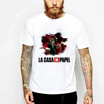 Namo Popieriaus T-shirt Vyrai Juokinga Dizaino La Casa De Papel T-Shirt Pinigų Heist TV Serialas O-Kaklo Marškinėlius Vyrams trumpomis Rankovėmis T-Shirt