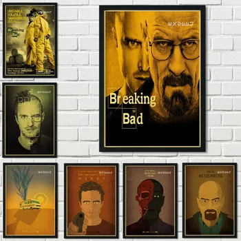 Namo sienos meno apdailos dažymo Amerikos nusikalstamumo TV serialas Breaking Bad retro stiliaus aukštos kokybės drobė medžiagos plakatas o90