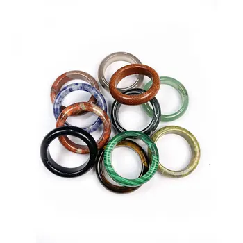 Natūralaus akmens žiedai, papuošalai įvairovę akmenys dviejų rūšių modelius Unisex Ratas Natūralaus Akmens Piršto Žiedai, pakabukai 6mm pločio