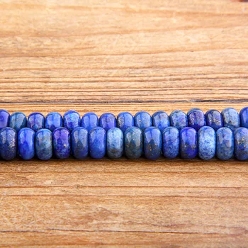 Natūralus mėlynas Lazuritas Akmens karoliukai Lygaus plokščio ovalo formos Prarasti Tarpiklis Lazuritas Karoliukai Papuošalai Priėmimo Bracele 4*6/5*8MM dovana