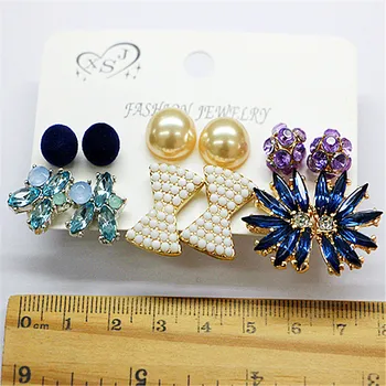 Nauja mada moterims, juvelyriniai dirbiniai didmeninė merginos gimtadienio pearl ausies stud gana lankas maišyti stilius 6 porų /set auskarai nemokamas pristatymas