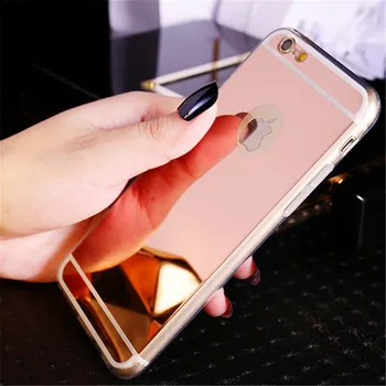 Nauja rožinė aukso Prabangus Veidrodis Minkštas Aišku, TPU Case For iphone 6 6S 7 Atveju iPhone6 7 Plius Atvejais 5se 5s 5 4 4s Dangtelis Telefono Atgal Atvejais