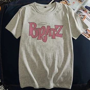 Nauja rožinė vasaros Bratz Laišką marškinėliai moterims atsitiktinis baltos viršūnės mados marškinėliai trumpomis rankovėmis Atspausdintas grafinis tee moterims drabužių