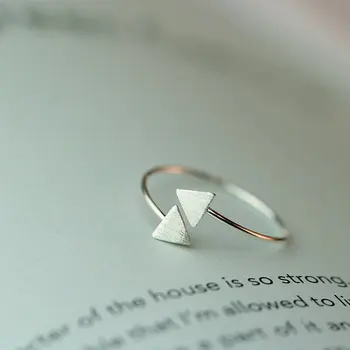 Nauja siunta Sidabro Spalvos Trikampis Žiedai Moterims Reguliuojamas Vestuvinį Žiedą, bižuterijos