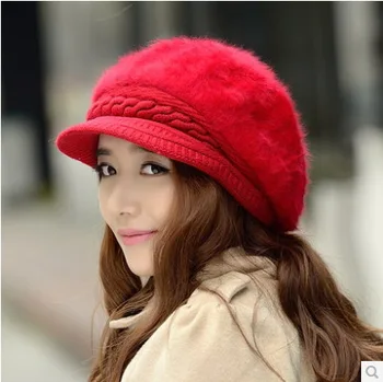 Nauja Stiliaus Moteris Beretė Skrybėlės Triušio Plaukų Megzti Moterų Beretės Žiemą Šilta Kepurė Boina Feminina nemokamas pristatymas mažiausios kainos