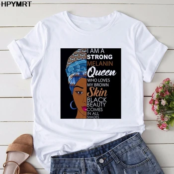 Nauja vasaros Afro Mergina Afrikos Žemėlapis Plaukų Karūna Viršuje moteriški Marškinėliai Melanino Karalienė Moterų marškinėliai mados atsitiktinis Tees Tumblr marškinėlius
